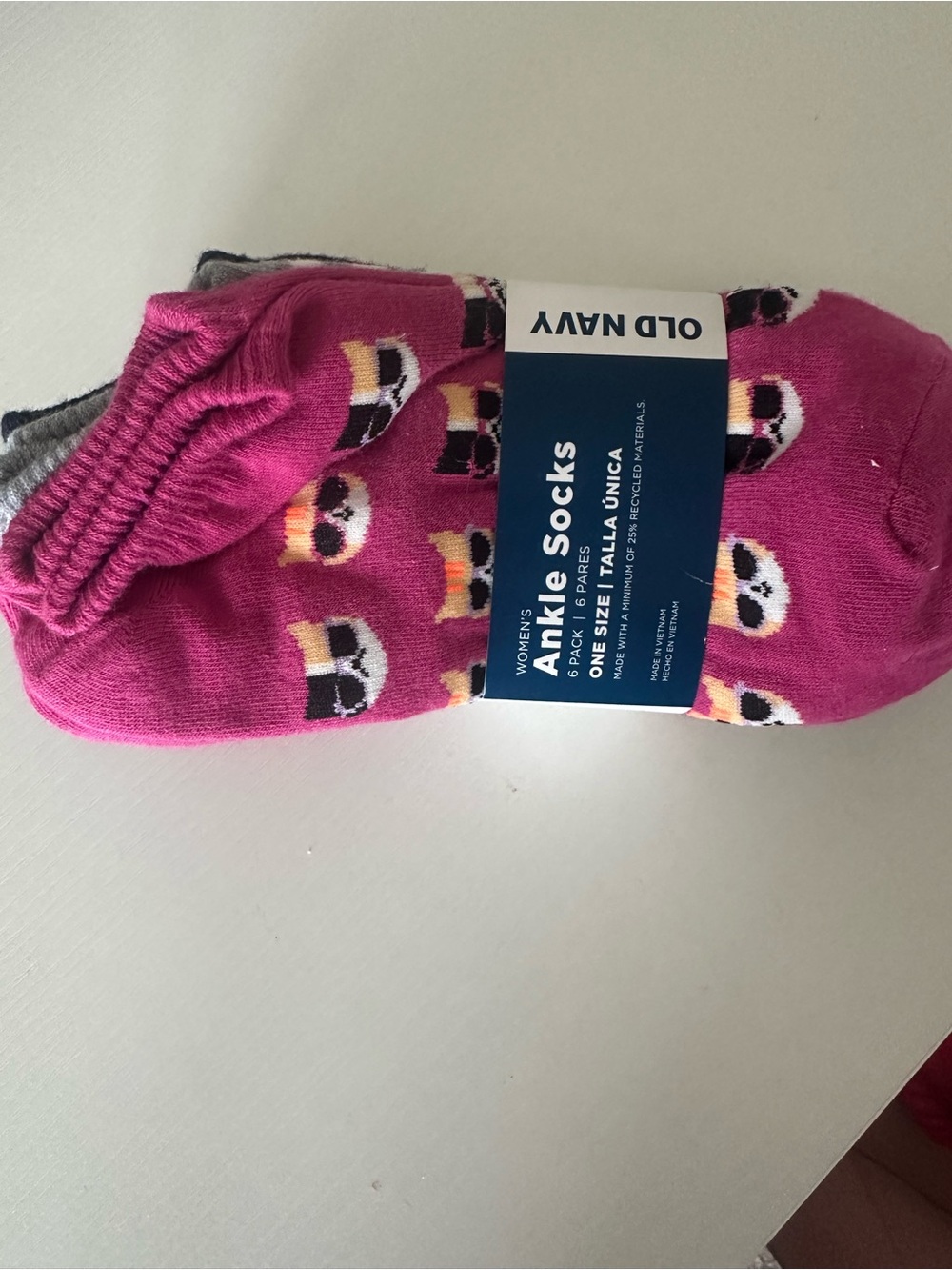 Old Navy Pink Cat Ankle Socks Pack of 6